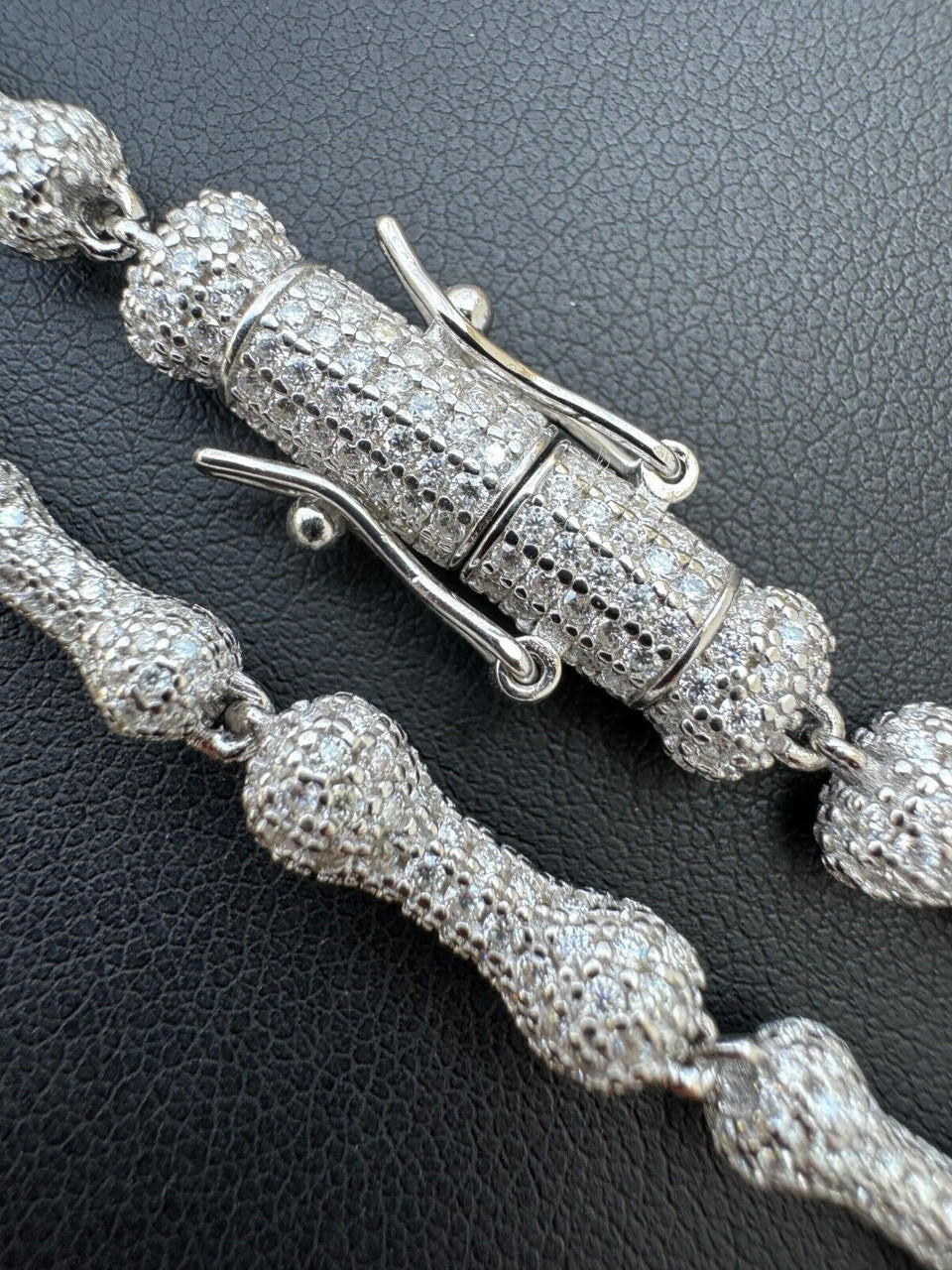 MOISSANITE Custom Bone Link Chain Necklace Iced Out - 925 Silver - 6.5mm - 16-30"
