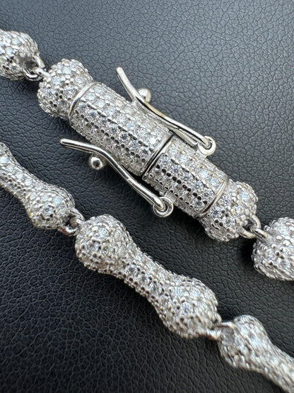 MOISSANITE Custom Bone Link Chain Necklace Iced Out - 925 Silver - 6.5mm - 16-30"