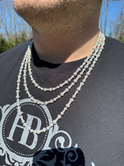 MOISSANITE Custom Bone Link Chain Necklace Iced Out - 925 Silver - 6.5mm - 16-30"