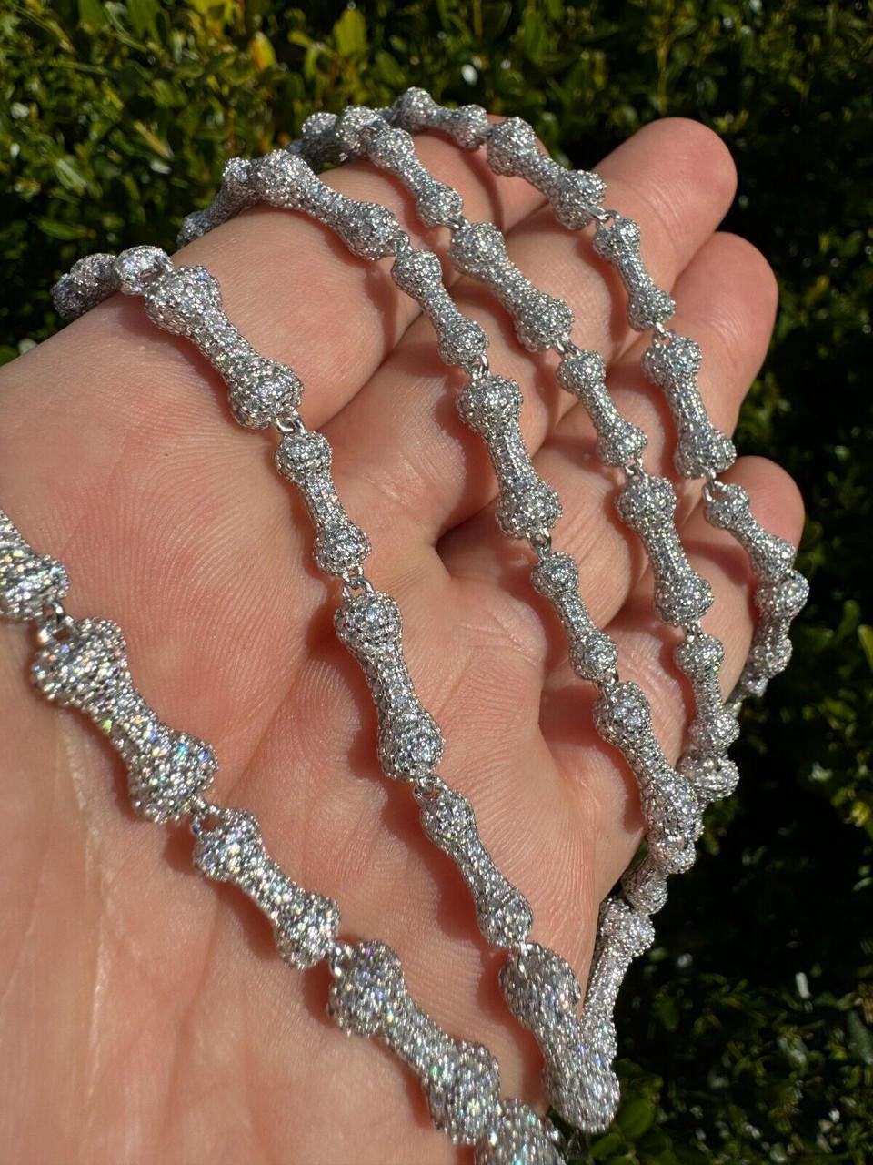 MOISSANITE Custom Bone Link Chain Necklace Iced Out - 925 Silver - 6.5mm - 16-30"