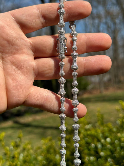 MOISSANITE Custom Bone Link Chain Necklace Iced Out - 925 Silver - 6.5mm - 16-30"