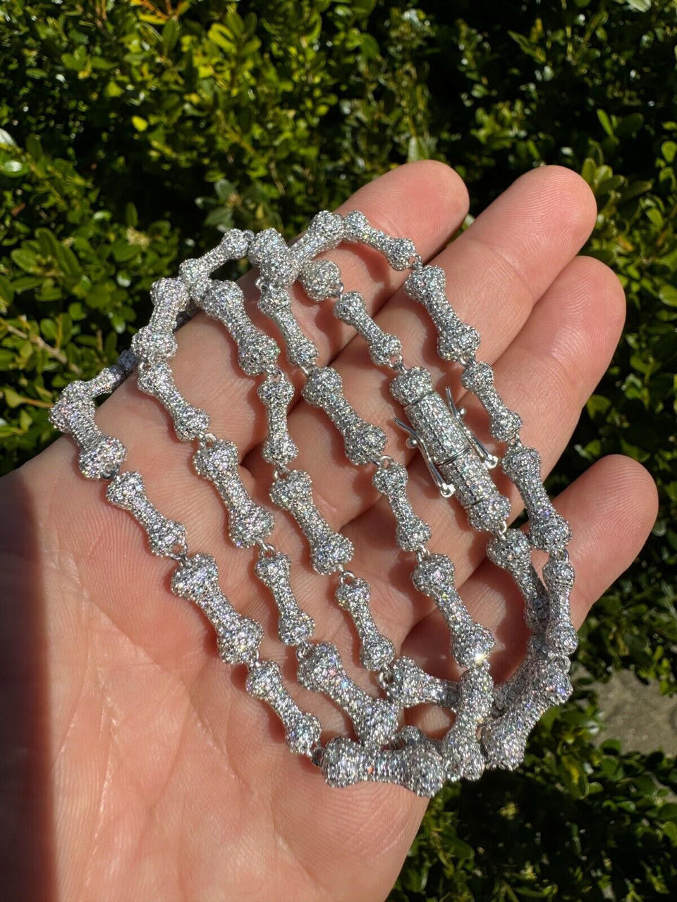 MOISSANITE Custom Bone Link Chain Necklace Iced Out - 925 Silver - 6.5mm - 16-30"