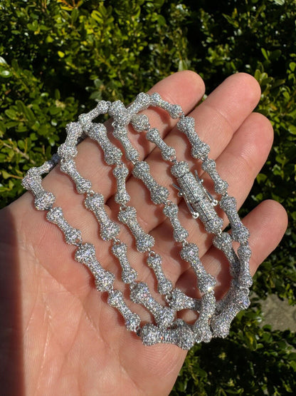 MOISSANITE Custom Bone Link Chain Necklace Iced Out - 925 Silver - 6.5mm - 16-30"