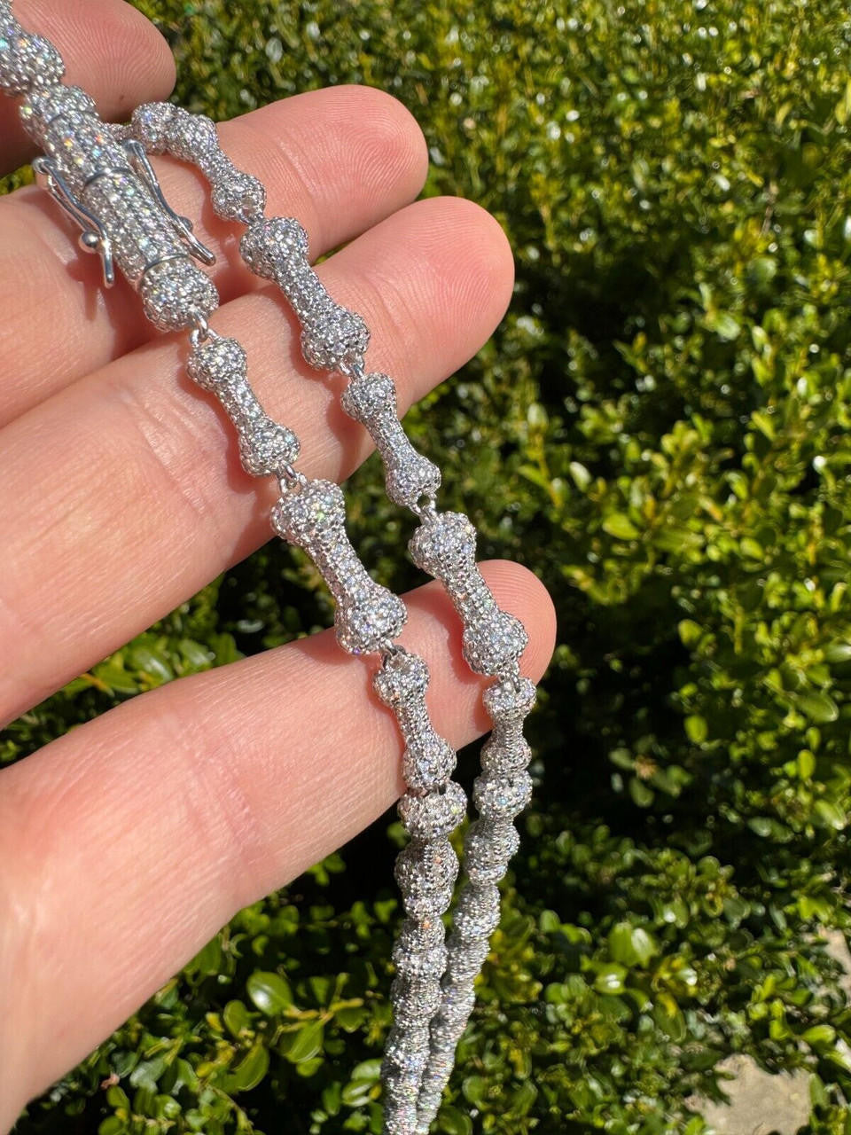 MOISSANITE Custom Bone Link Chain Necklace Iced Out - 925 Silver - 6.5mm - 16-30"