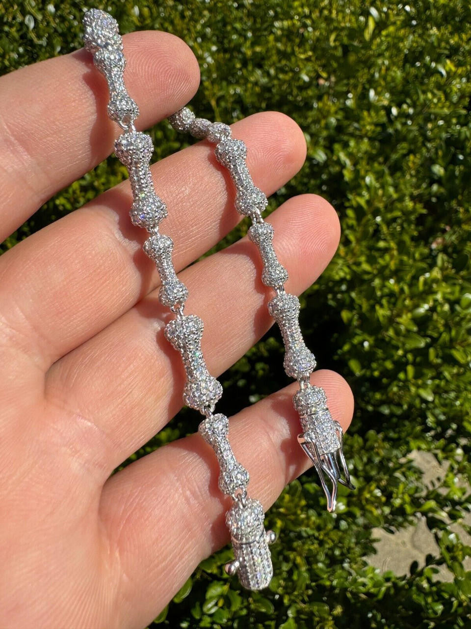 MOISSANITE Custom Bone Link Chain Necklace Iced Out - 925 Silver - 6.5mm - 16-30"