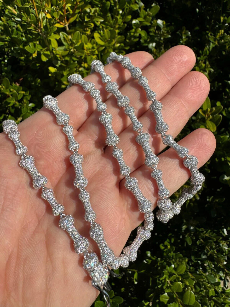 MOISSANITE Custom Bone Link Chain Necklace Iced Out - 925 Silver - 6.5mm - 16-30"