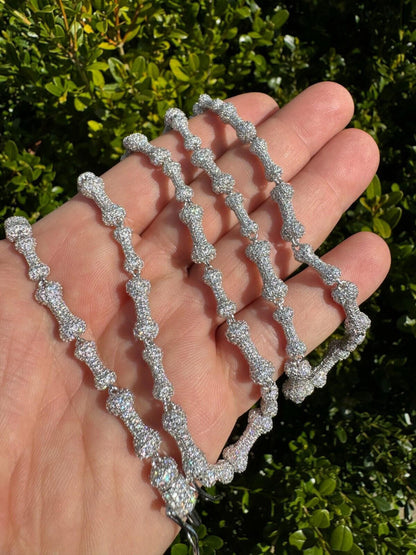 MOISSANITE Custom Bone Link Chain Necklace Iced Out - 925 Silver - 6.5mm - 16-30"