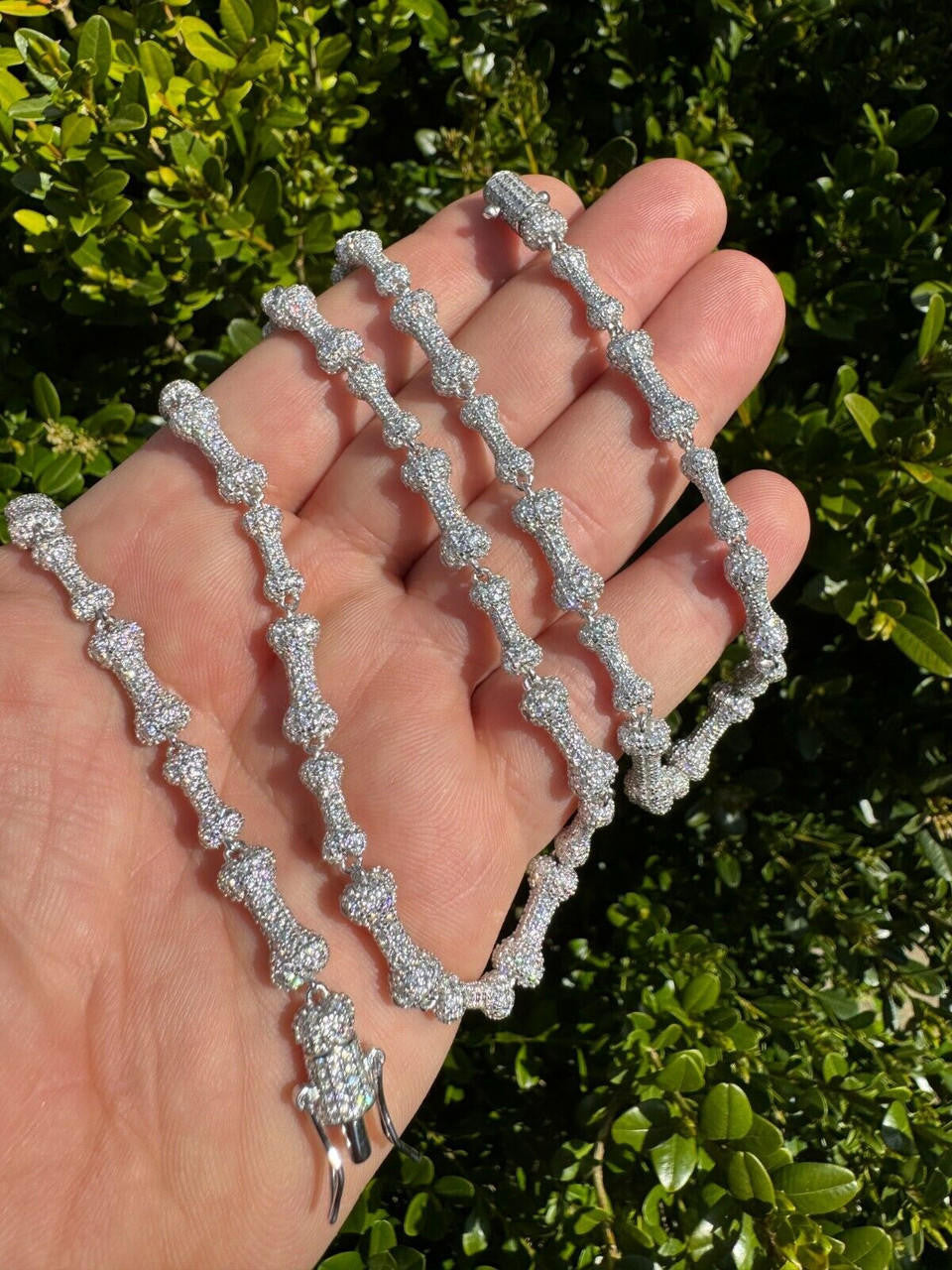 MOISSANITE Custom Bone Link Chain Necklace Iced Out - 925 Silver - 6.5mm - 16-30"