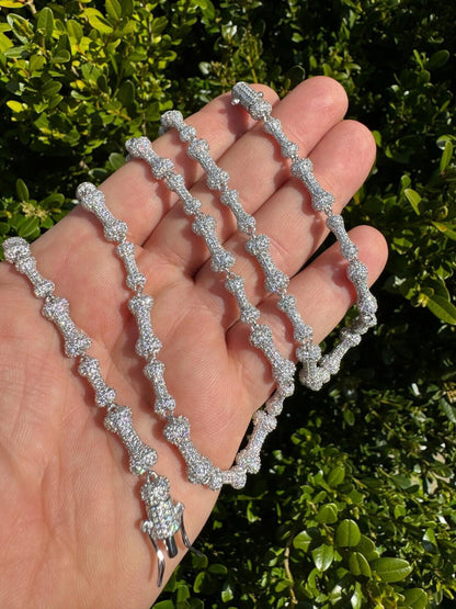 MOISSANITE Custom Bone Link Chain Necklace Iced Out - 925 Silver - 6.5mm - 16-30"