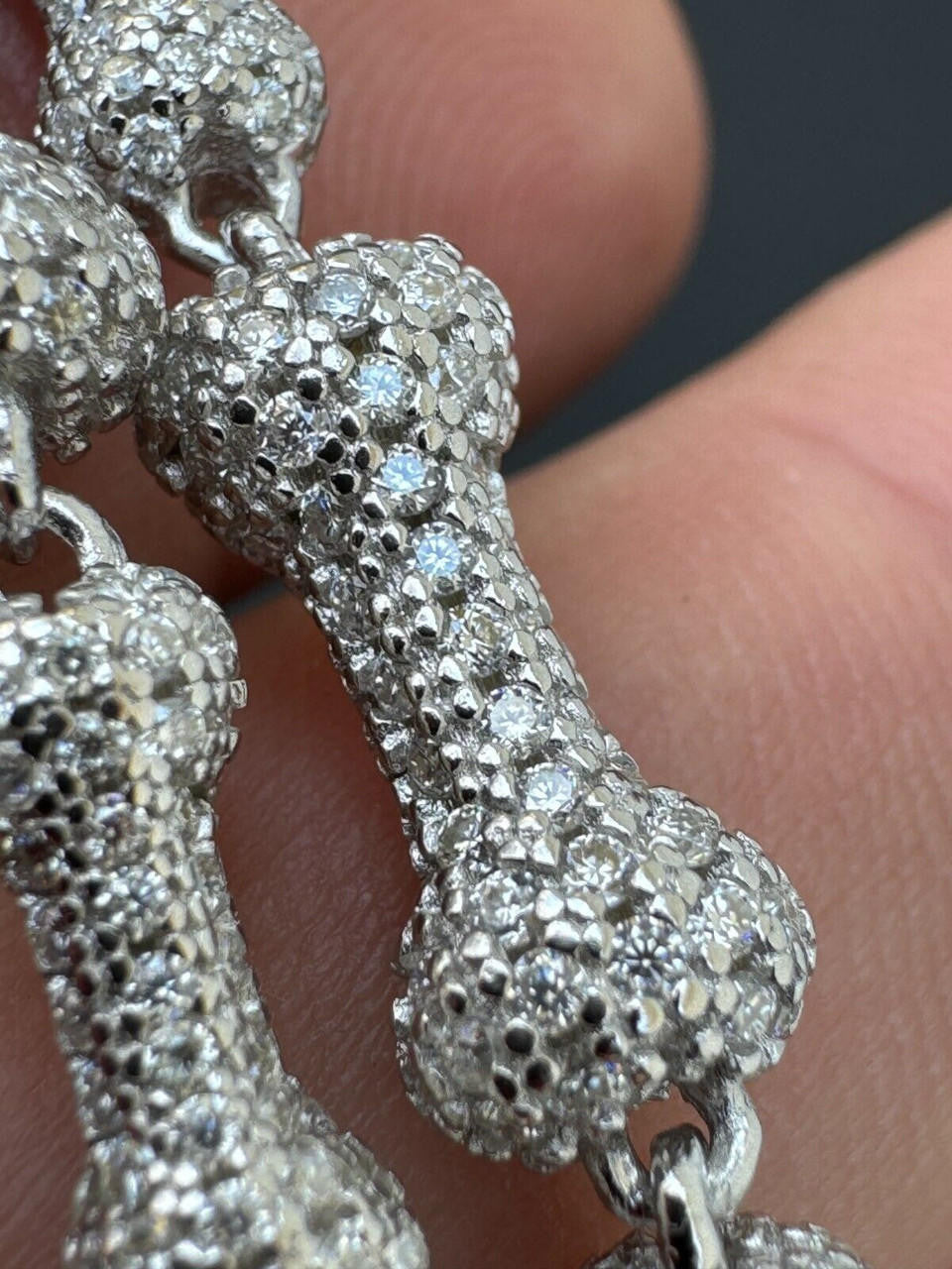 MOISSANITE Custom Bone Link Chain Necklace Iced Out - 925 Silver - 6.5mm - 16-30"