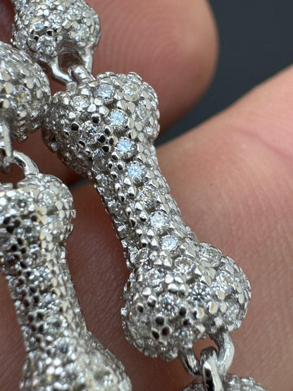 MOISSANITE Custom Bone Link Chain Necklace Iced Out - 925 Silver - 6.5mm - 16-30"