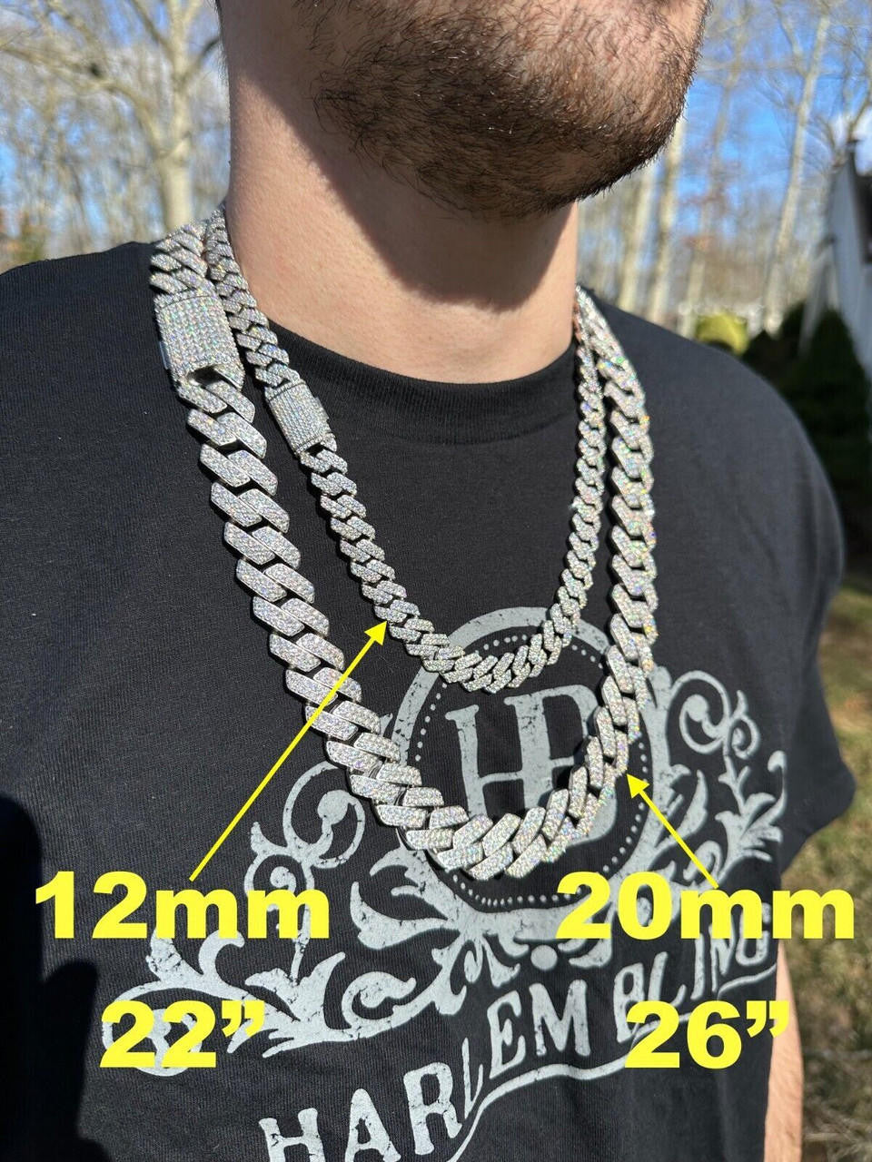 MOISSANITE #1 Bestseller Miami Cuban Link Prong Chain Necklace Iced Out - 925 Silver - 8mm-20mm - 16-30"