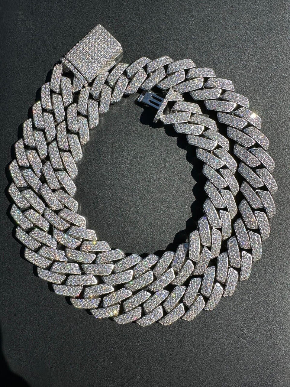 MOISSANITE #1 Bestseller Miami Cuban Link Prong Chain Necklace Iced Out - 925 Silver - 8mm-20mm - 16-30"