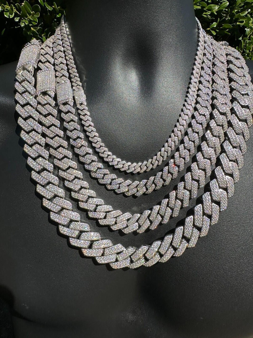 MOISSANITE #1 Bestseller Miami Cuban Link Prong Chain Necklace Iced Out - 925 Silver - 8mm-20mm - 16-30"