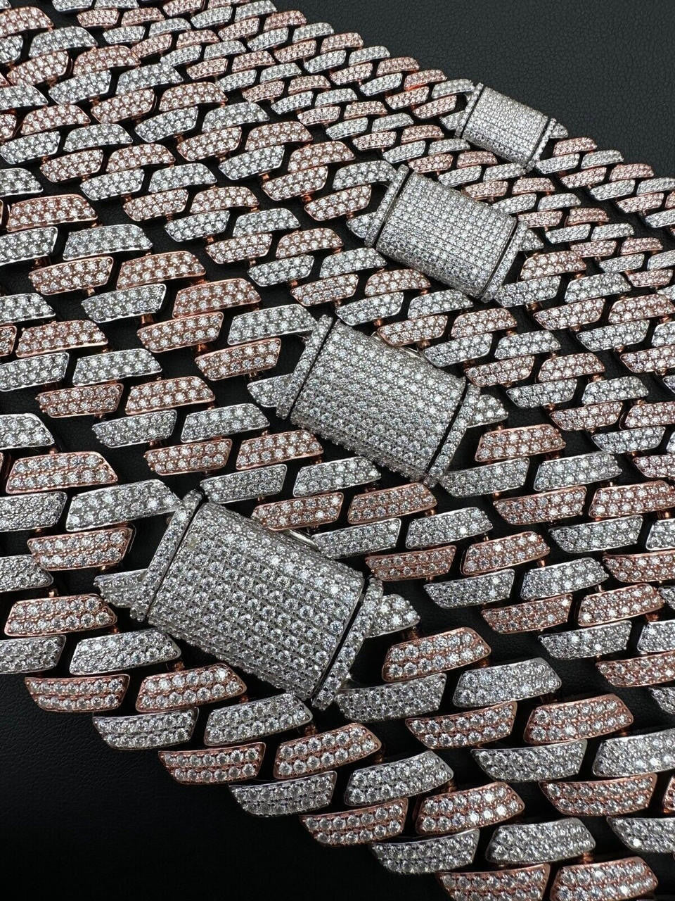 MOISSANITE #1 Bestseller Miami Cuban Link Prong Chain Necklace Iced Out - 14k Rose Gold Vermeil & 925 Silver - 8mm-20mm - 16" - 30"