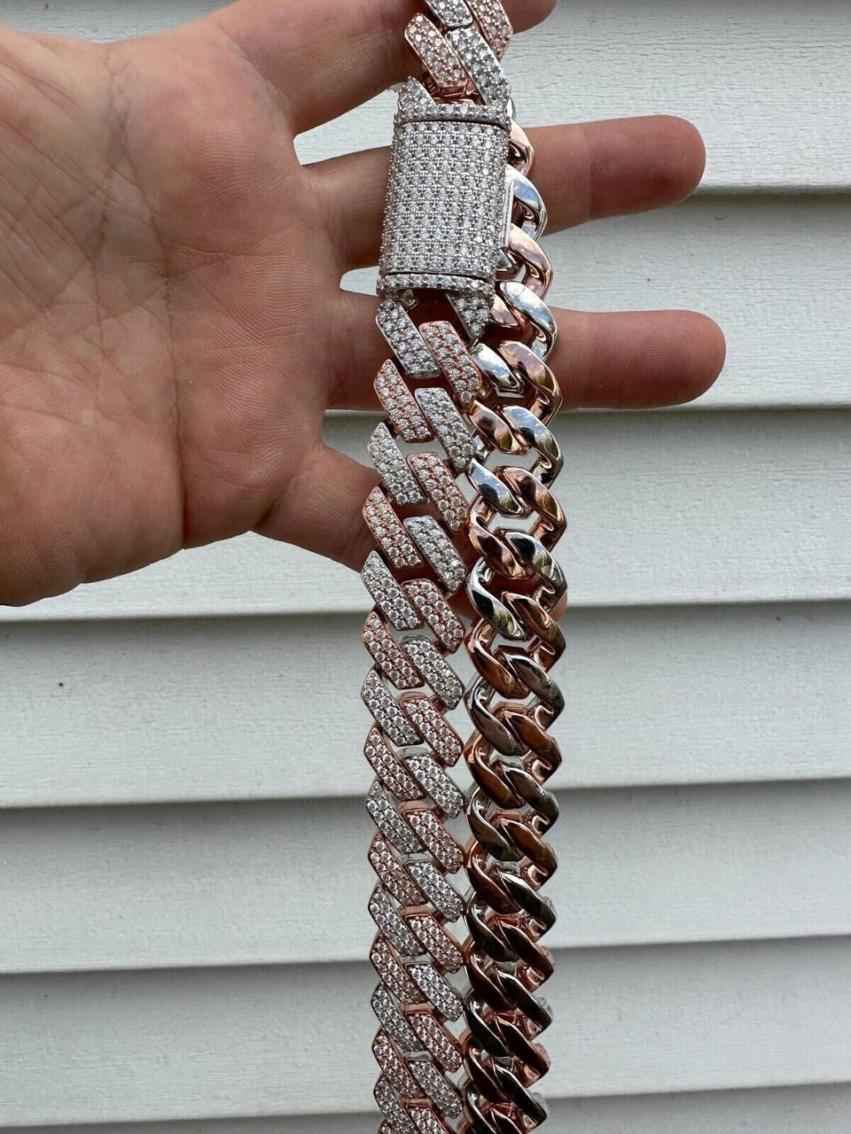 MOISSANITE #1 Bestseller Miami Cuban Link Prong Chain Necklace Iced Out - 14k Rose Gold Vermeil & 925 Silver - 8mm-20mm - 16" - 30"