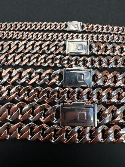 MOISSANITE #1 Bestseller Miami Cuban Link Prong Chain Necklace Iced Out - 14k Rose Gold Vermeil & 925 Silver - 8mm-20mm - 16" - 30"