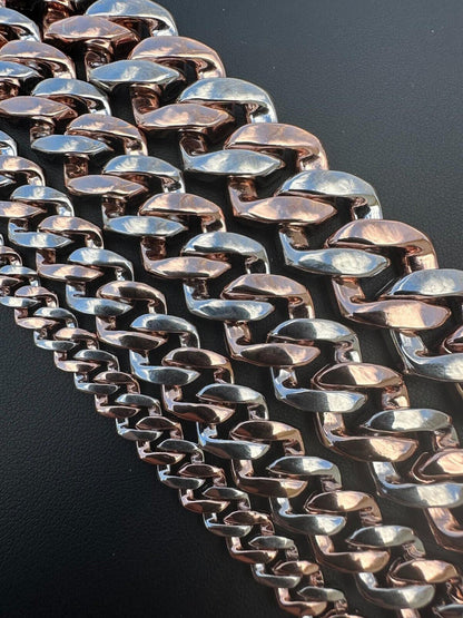 MOISSANITE #1 Bestseller Miami Cuban Link Prong Chain Necklace Iced Out - 14k Rose Gold Vermeil & 925 Silver - 8mm-20mm - 16" - 30"