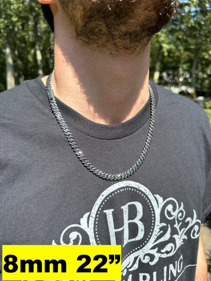 Black MOISSANITE #1 Bestseller Miami Cuban Link Prong Chain Necklace Iced Out - Black Rhodium Over 925 Silver - 8mm-16mm - 16-30"