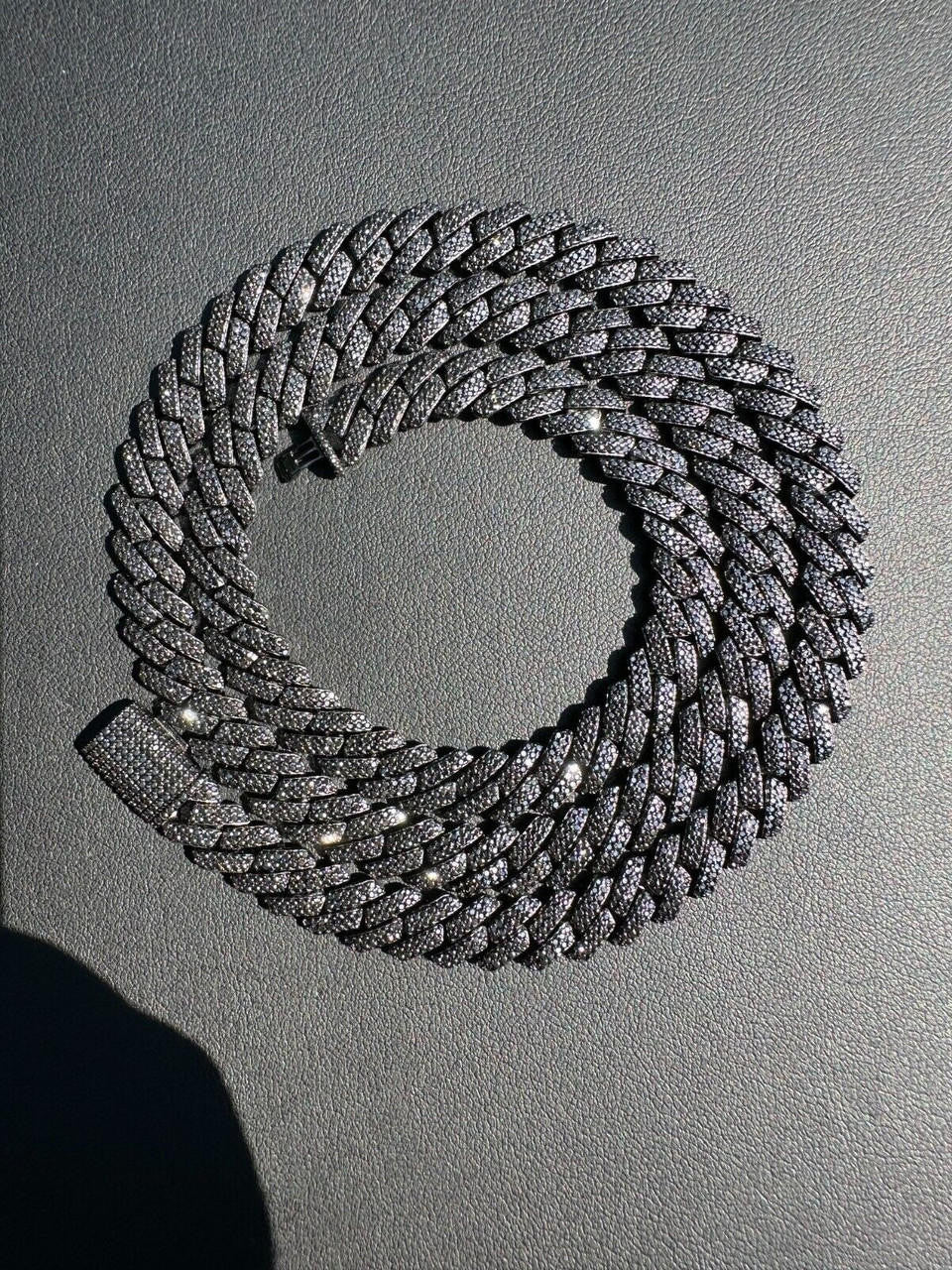 Black MOISSANITE #1 Bestseller Miami Cuban Link Prong Chain Necklace Iced Out - Black Rhodium Over 925 Silver - 8mm-16mm - 16-30"