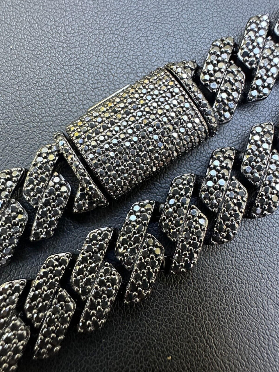 Black MOISSANITE #1 Bestseller Miami Cuban Link Prong Chain Necklace Iced Out - Black Rhodium Over 925 Silver - 8mm-16mm - 16-30"