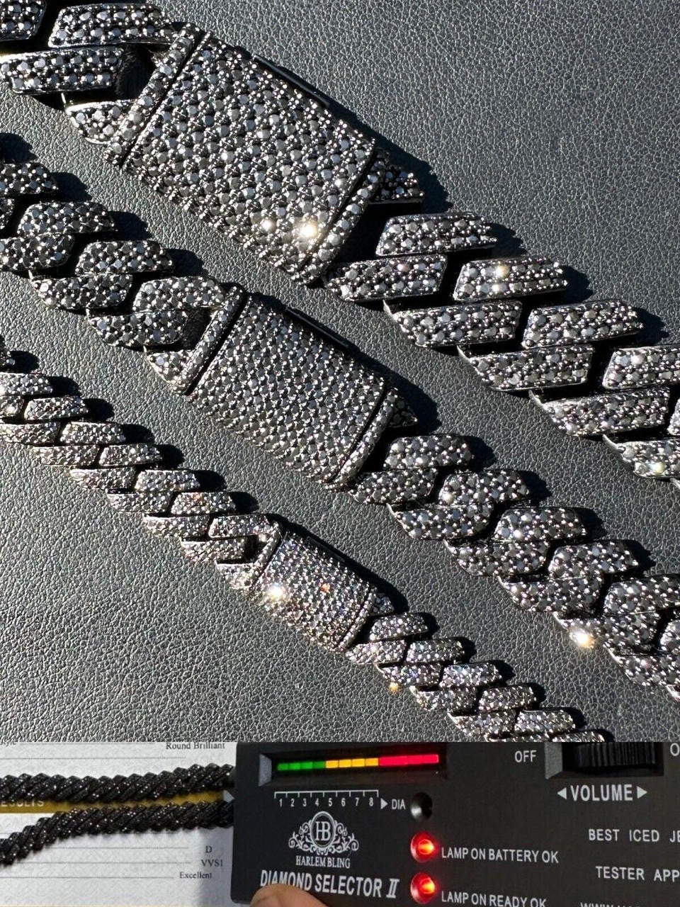 Black MOISSANITE #1 Bestseller Miami Cuban Link Prong Chain Necklace Iced Out - Black Rhodium Over 925 Silver - 8mm-16mm - 16-30"