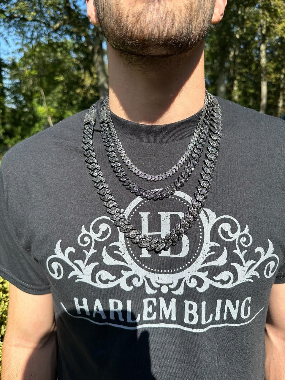 Black MOISSANITE #1 Bestseller Miami Cuban Link Prong Chain Necklace Iced Out - Black Rhodium Over 925 Silver - 8mm-16mm - 16-30"