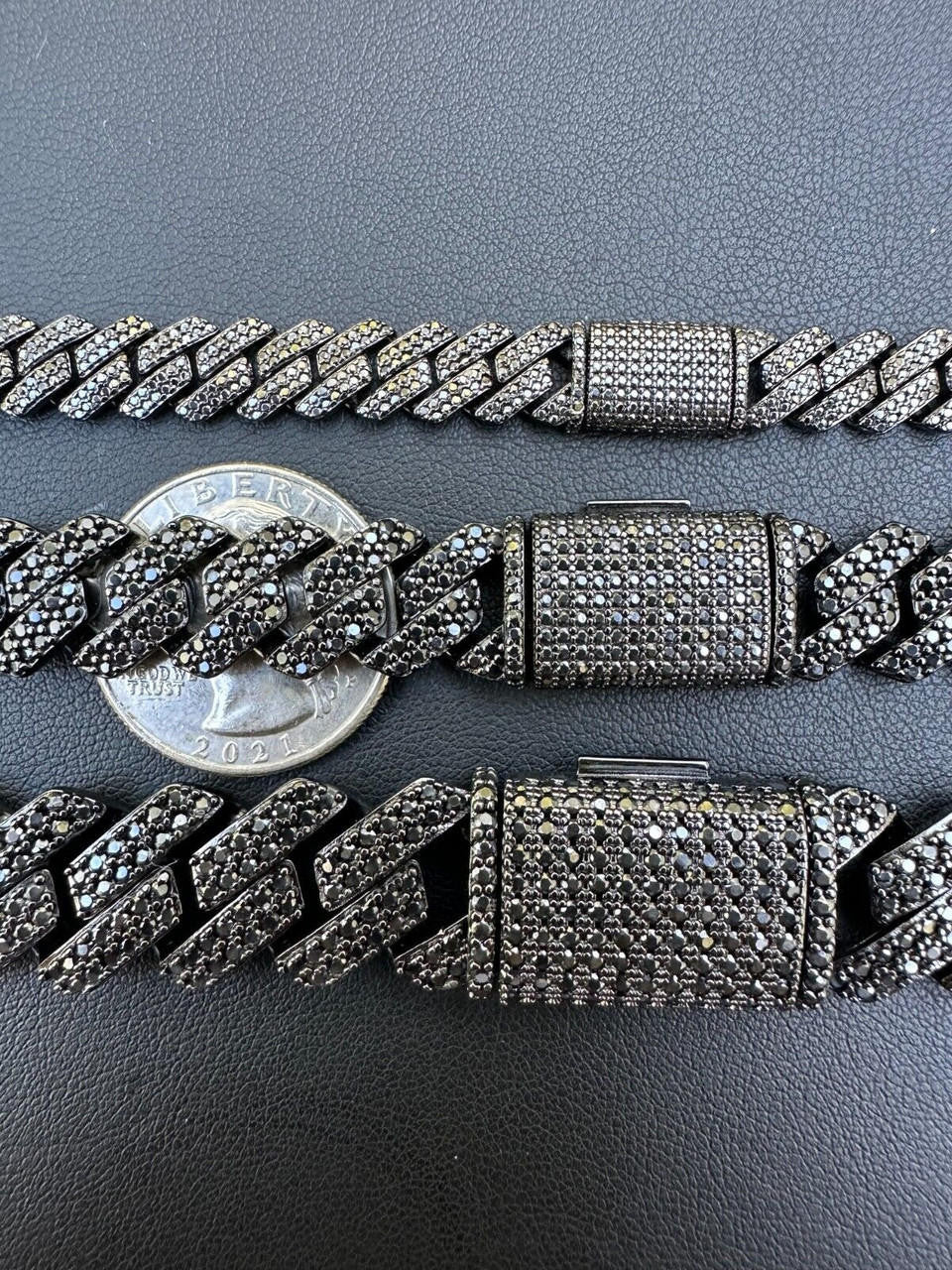 Black MOISSANITE #1 Bestseller Miami Cuban Link Prong Chain Necklace Iced Out - Black Rhodium Over 925 Silver - 8mm-16mm - 16-30"