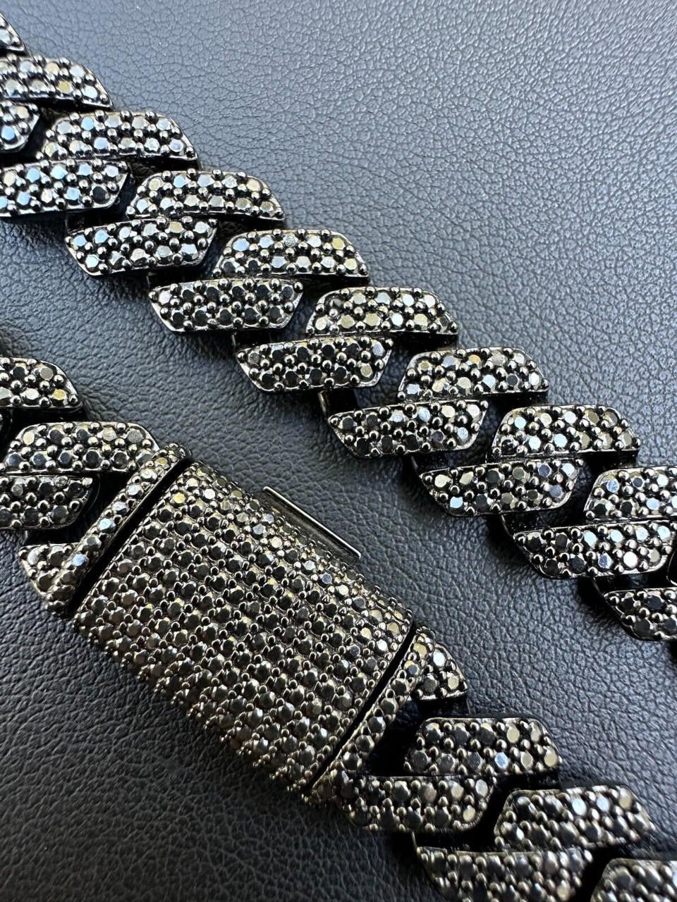 Black MOISSANITE #1 Bestseller Miami Cuban Link Prong Chain Necklace Iced Out - Black Rhodium Over 925 Silver - 8mm-16mm - 16-30"