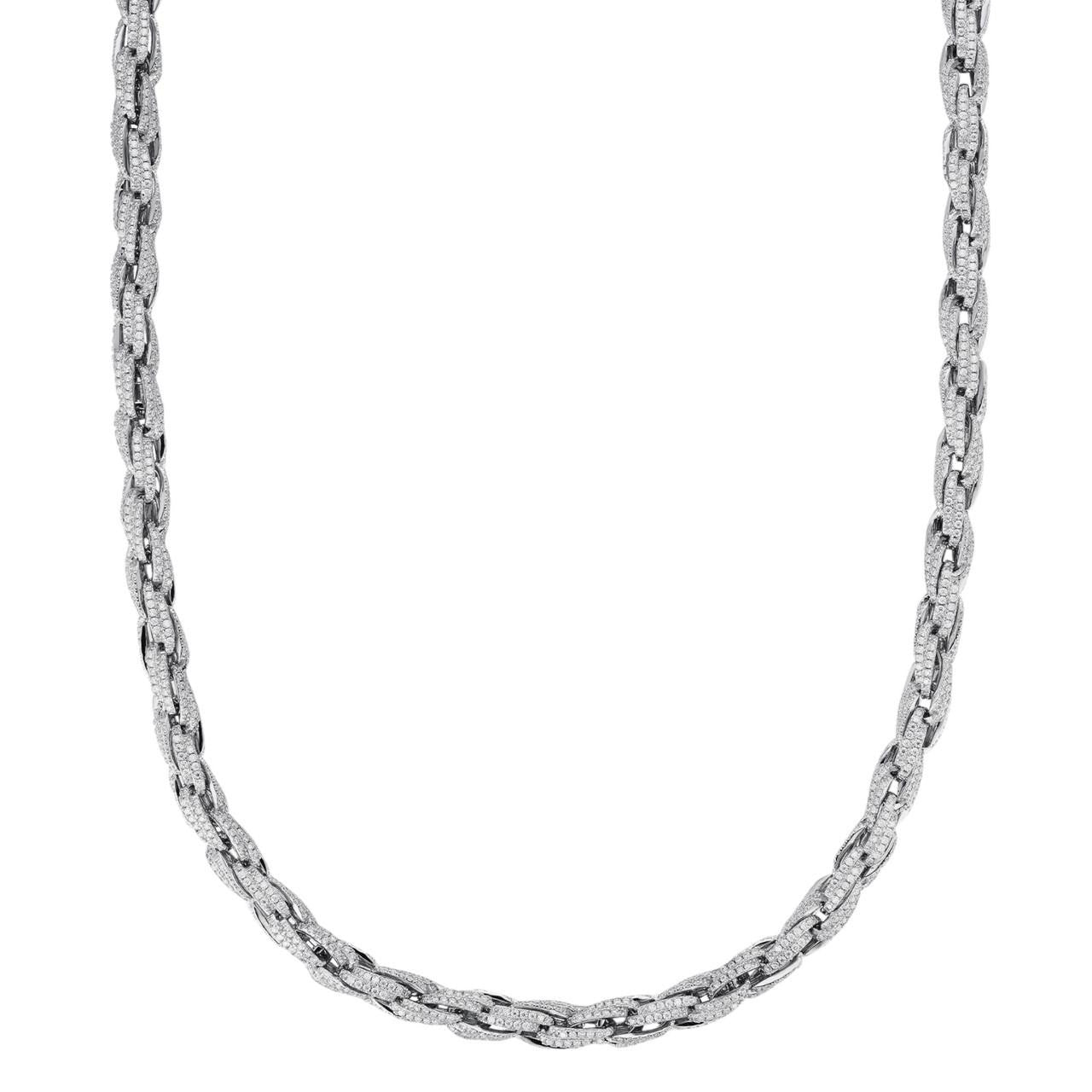 MOISSANITE Rope Chain Necklace Iced Out - 925 Silver - 7.5mm - 16-30"