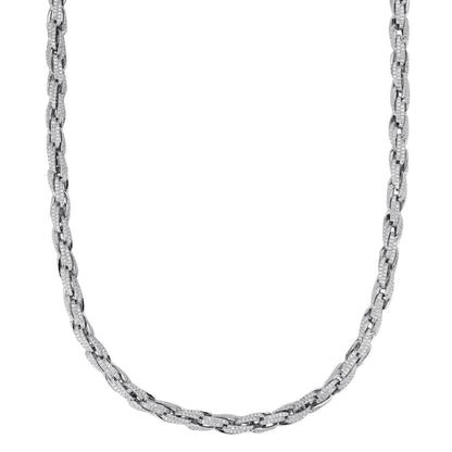 MOISSANITE Rope Chain Necklace Iced Out - 925 Silver - 7.5mm - 16-30"