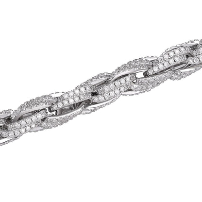 MOISSANITE Rope Chain Necklace Iced Out - 925 Silver - 7.5mm - 16-30"