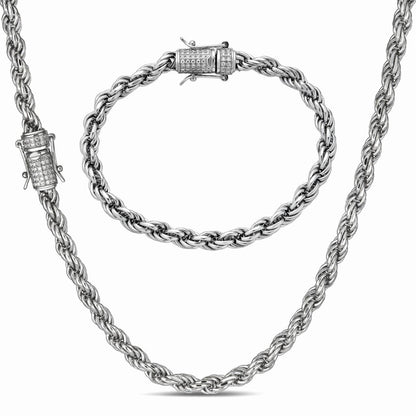MOISSANITE Rope Chain Necklace Or Bracelet Iced Out Clasp - 925 Silver - 6mm - 7-30"