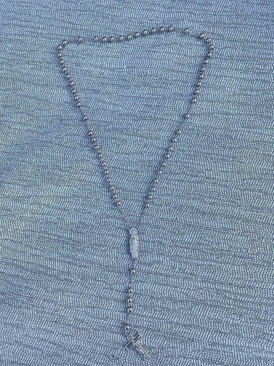 MOISSANITE Our Divine Mother Of Jesus Rosary Beads Necklace Iced Out - 925 Silver - 6mm - 30"