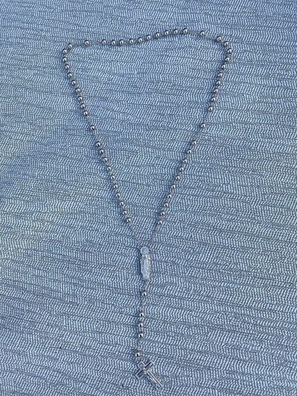 MOISSANITE Our Divine Mother Of Jesus Rosary Beads Necklace Iced Out - 925 Silver - 6mm - 30"