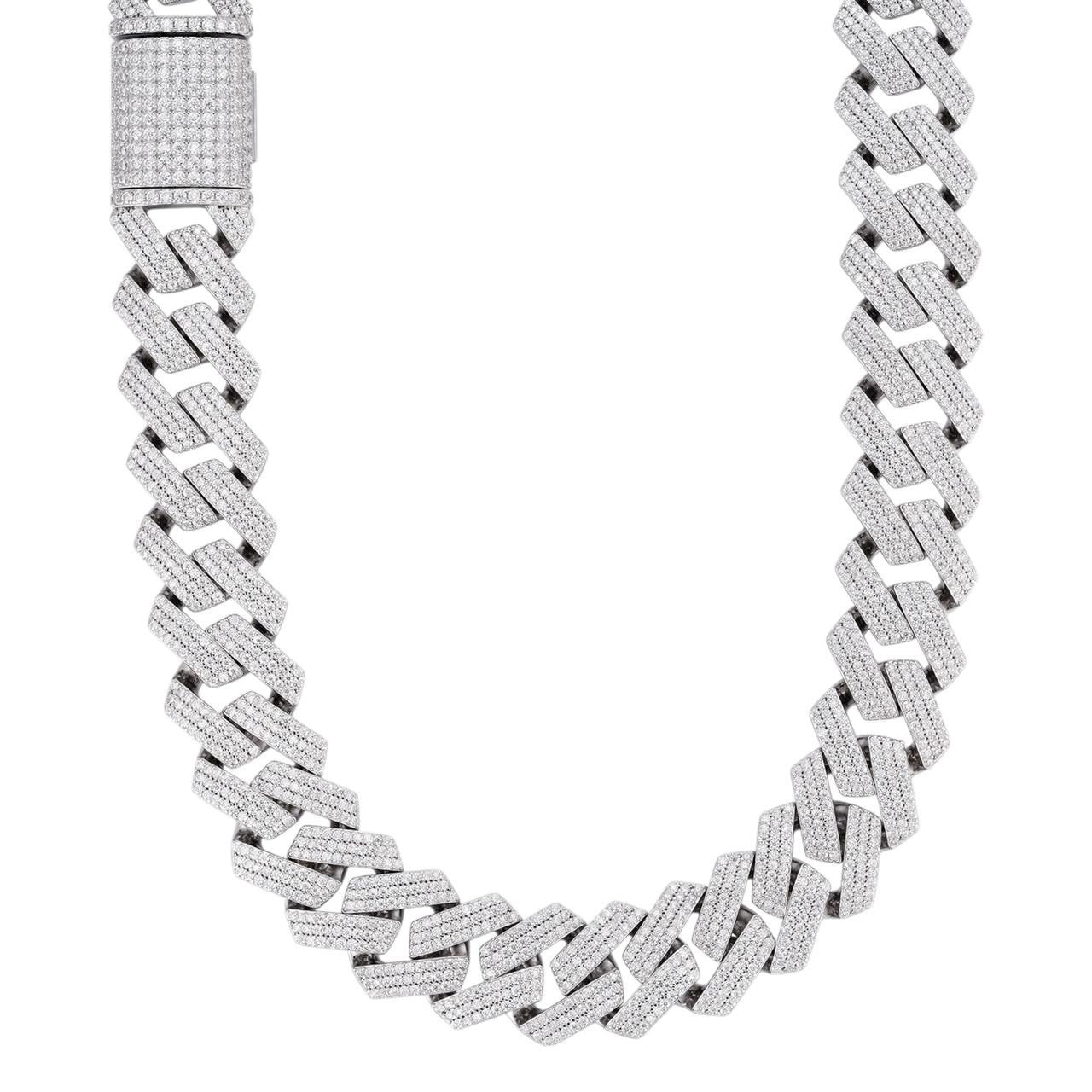 MOISSANITE Thick KILO Miami Cuban Link Prong Chain Necklace Iced Out - 925 Silver - 22mm - 16-30"