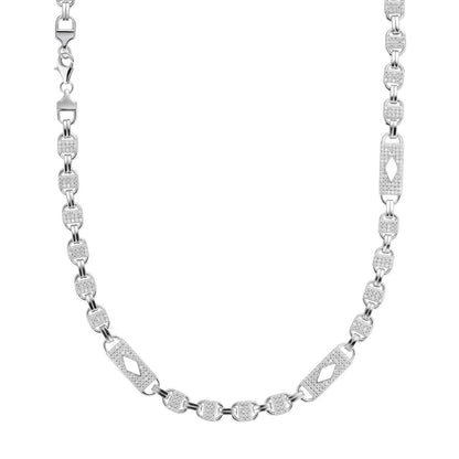 MOISSANITE Valentino Mariner Chain Necklace Iced Out - 925 Silver - 10mm - 16-28"
