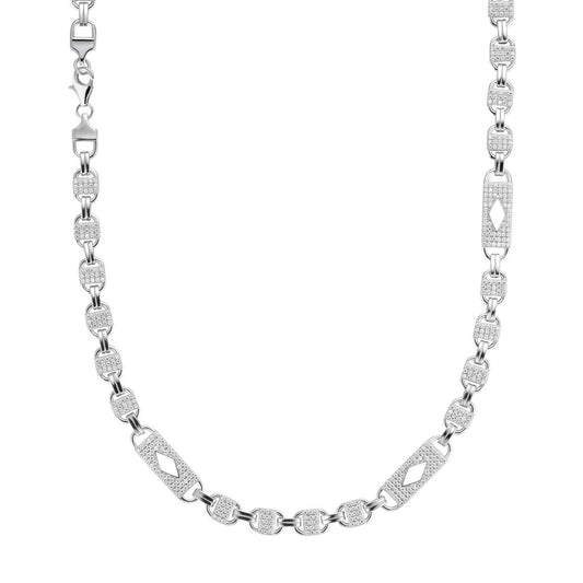 MOISSANITE Valentino Mariner Chain Necklace Iced Out - 925 Silver - 10mm - 16-28"