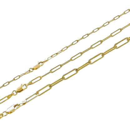 Paperclip Chain Necklace - 14k Gold Vermeil 925 Sterling Silver - 14"-24" - 2.5mm-4mm