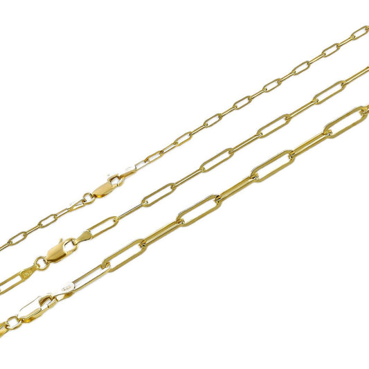 Paperclip Chain Necklace - 14k Gold Vermeil 925 Sterling Silver - 14"-24" - 2.5mm-4mm