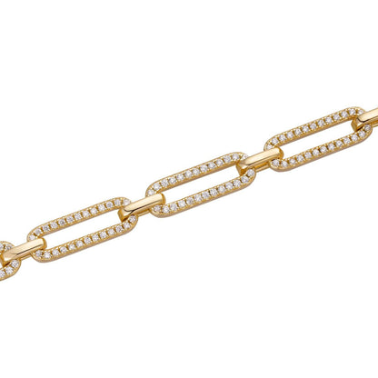 Paperclip Chain Necklace Iced Out CZ Stones - 14k Gold Vermeil 925 Silver - 5mm - 14-24"