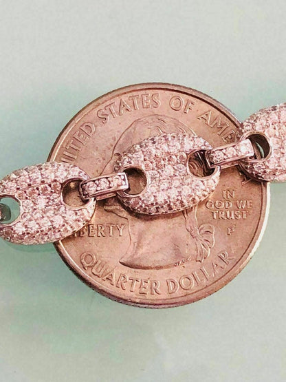 MOISSANITE Classic Gucci Link Chain Necklace Iced Out - 925 Silver - 8mm - 16"-30"