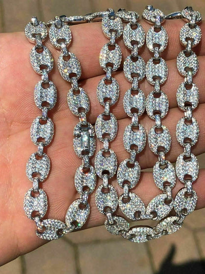MOISSANITE Classic Gucci Link Chain Necklace Iced Out - 925 Silver - 8mm - 16"-30"