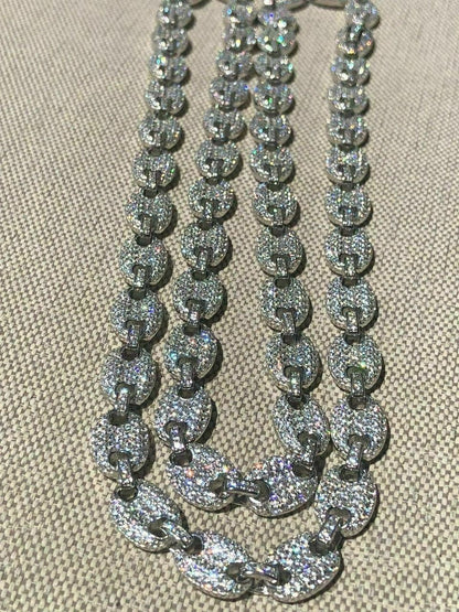 MOISSANITE Classic Gucci Link Chain Necklace Iced Out - 925 Silver - 8mm - 16"-30"