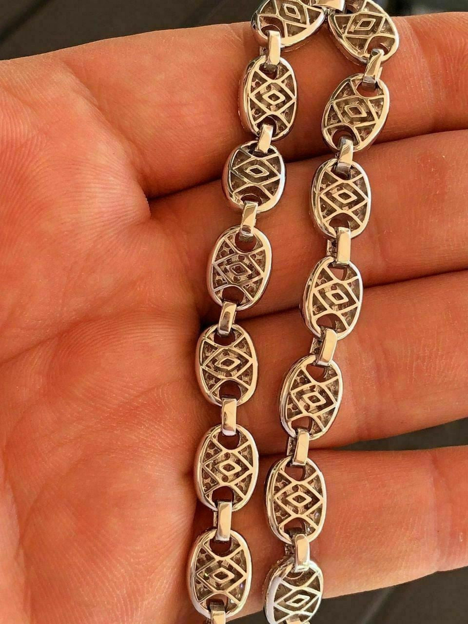 MOISSANITE Classic Gucci Link Chain Necklace Iced Out - 925 Silver - 8mm - 16"-30"