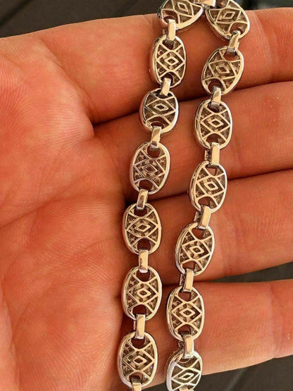 MOISSANITE Classic Gucci Link Chain Necklace Iced Out - 925 Silver - 8mm - 16"-30"