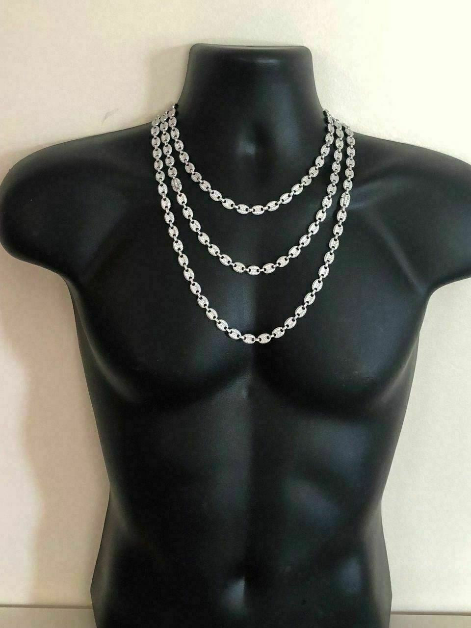 MOISSANITE Classic Gucci Link Chain Necklace Iced Out - 925 Silver - 8mm - 16"-30"