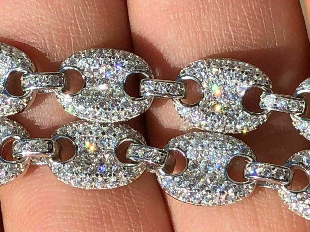 MOISSANITE Classic Gucci Link Chain Necklace Iced Out - 925 Silver - 8mm - 16"-30"