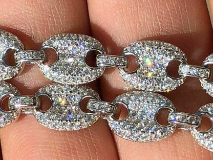 MOISSANITE Classic Gucci Link Chain Necklace Iced Out - 925 Silver - 8mm - 16"-30"