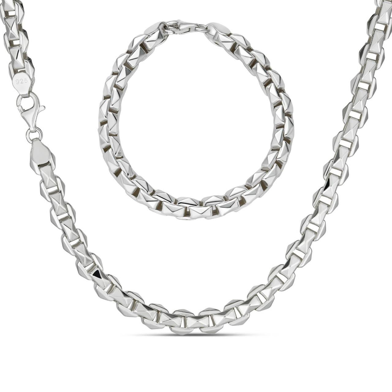 Puffed Triangle Rolo Chain Necklace Or Bracelet - Hollow 925 Sterling Silver - 7"-28" - 6mm